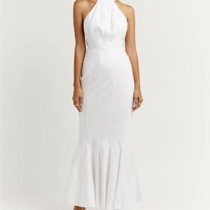 DISSH White Backless Halter Dress